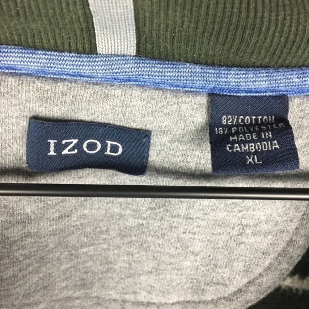 IZOD SIZE Pullover Half Zip Sweater Shirt Stripe Cozy Classic Preppy Size XL